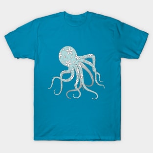 floral blue octopus T-Shirt